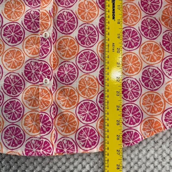 Foxcroft Top Womens 6 Relaxed Orange Button Up Shirt Long Sleeve Wrinkle Free - Picture 10 of 13